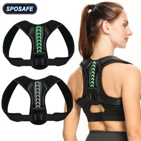 Adjustable Back Shoulder Posture Corrector Belt Clavicle Spine Support Reshape Your Body Home Office Sport Upper Back Neck Brace (Color: Green)