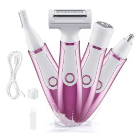 Electric Razor Shaver Trimmer for Women Painless Body Razors and Facial Hair Remover (Color: Pink&White)