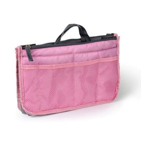 Women Lady Travel Insert Handbag Organiser Makeup Bags (Color: Pink)