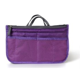 Women Lady Travel Insert Handbag Organiser Makeup Bags (Color: Purple)